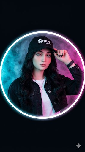 Circular Profile Picture with Dark Black Background, Avatar, nanoBanana-Pro, Artistic Smoke, Baseball Cap reference image