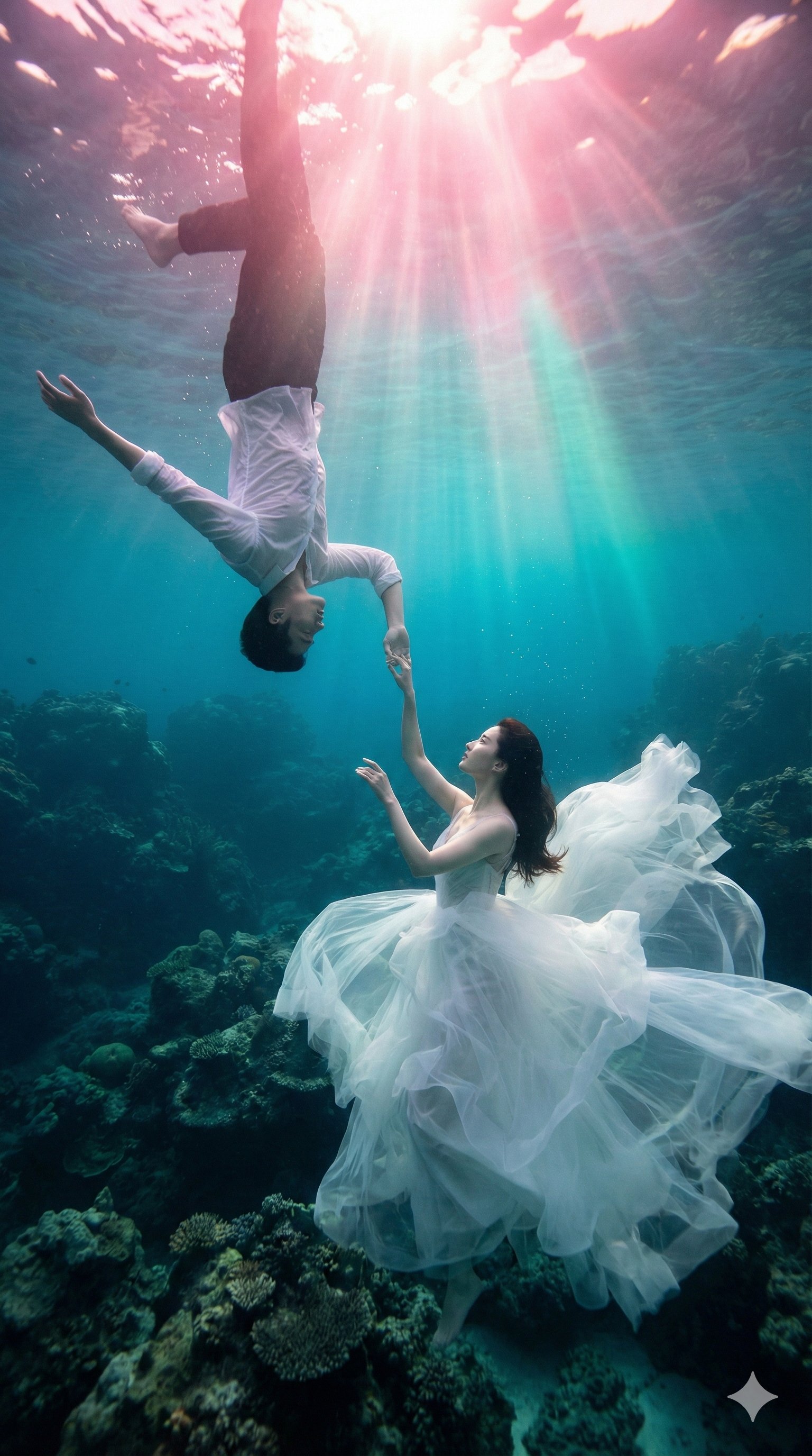 Revitalize Underwater Photography, Realistic, nanoBanana-Pro, Artistic Composition, Asian Female reference image