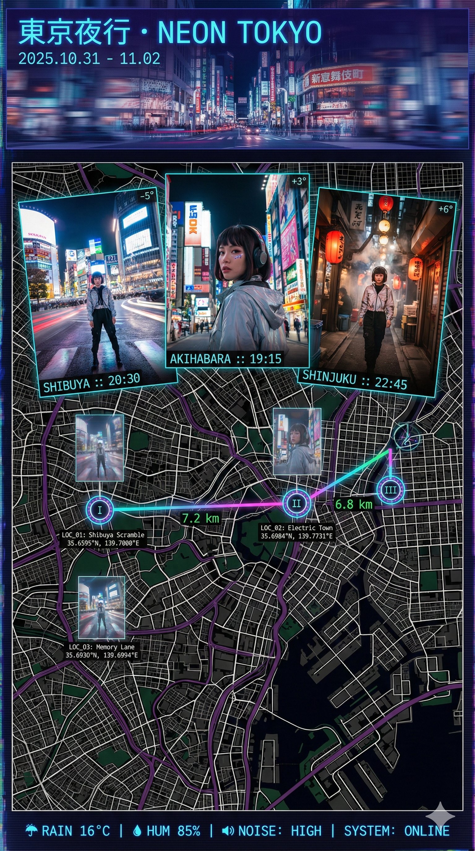 Travel Poster Analysis, Cyberpunk, nanoBanana-Pro, Visual Design, Neon Lighting reference image, image 3 of 5