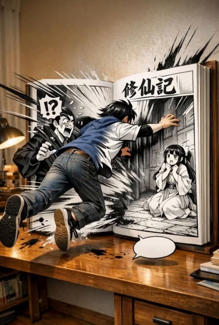 跳进漫画书，漫画，nanoBanana-Pro，Cartoonish, Character Action风格参考图