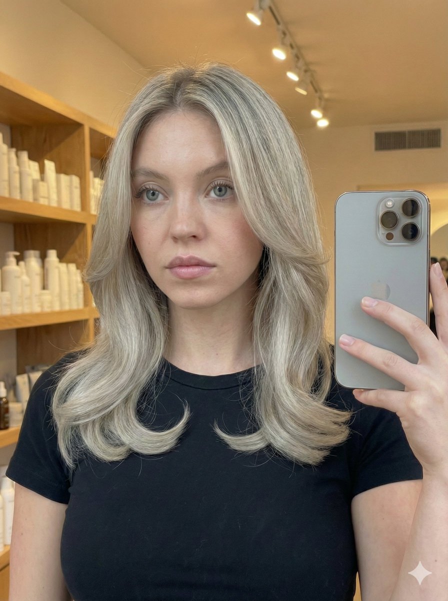 Sydney Sweeney and Ana de Armes Mirror Reflection, Realistic, nanoBanana-Pro, Ana de Armes, Hair Detail reference image