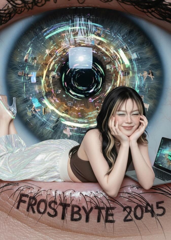 Cyber Y2K Iris 编辑肖像，科幻，nanoBanana-Pro，Cyber Y2K, Editorial风格参考图