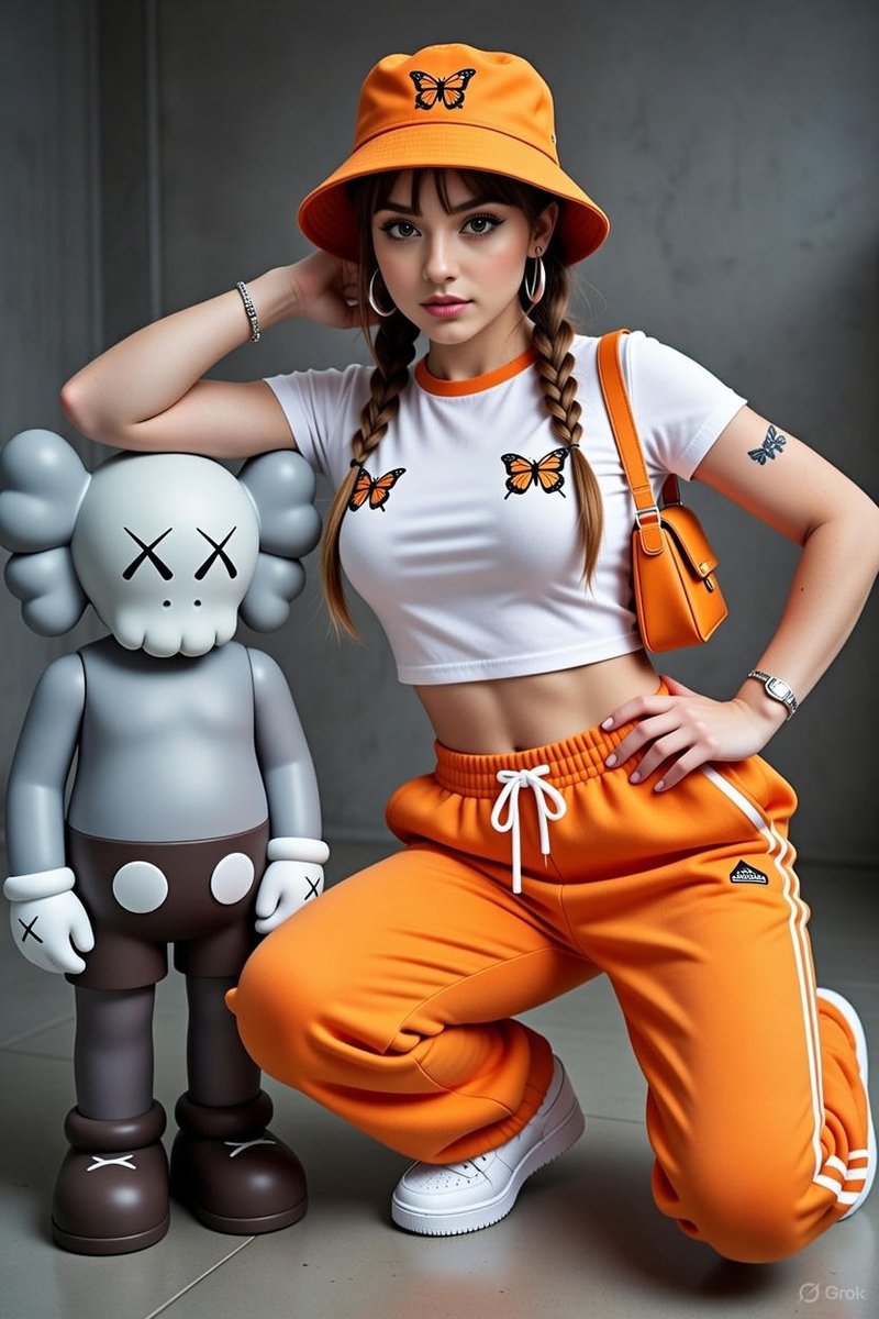 时尚女性与艺术雕像，时尚，nanoBanana-Pro，Art Figure, Fashion风格参考图