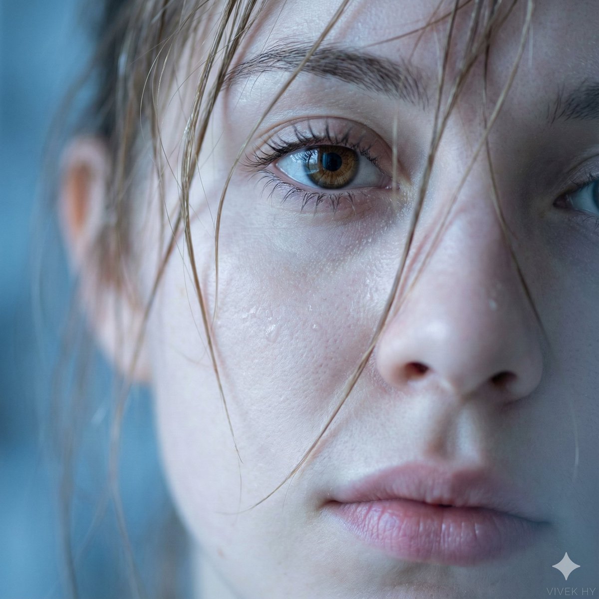 Extreme Close-up Macro Portrait of a Young Woman, People, nanoBanana-Pro, Brown Eyes, Extreme Close-Up reference image