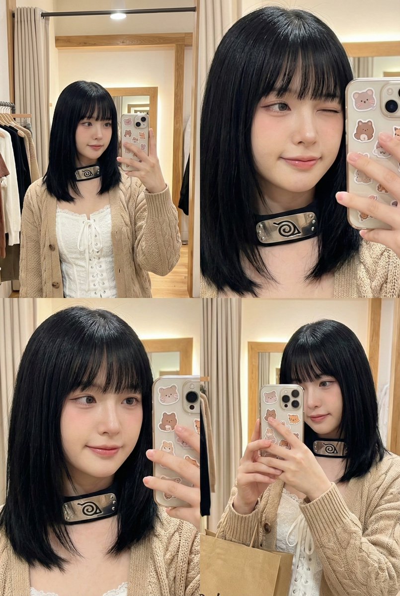 Realistic Social Media 2x2 Mirror-Selfie Collage, People, nanoBanana-Pro, 2x2 Collage, Anime-Inspired reference image