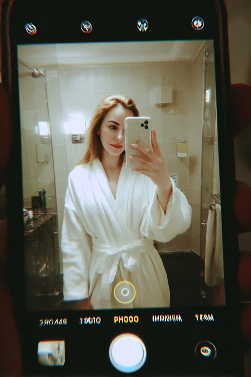 酒店浴室自拍，人物，nanoBanana-Pro，Casual Style, Hotel Bathroom风格参考图