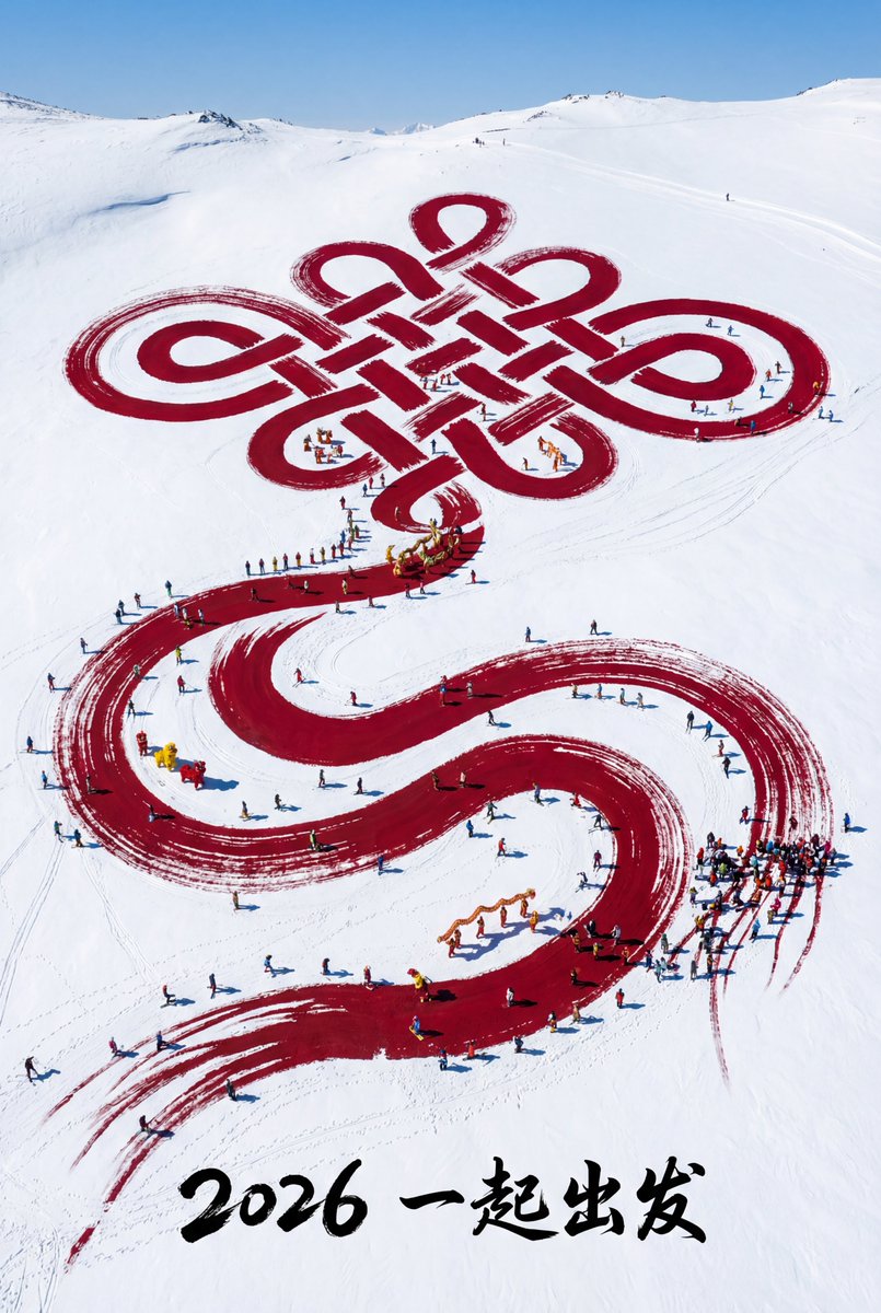2026 一起出发，头像，nanoBanana-Pro，Aerial Art, Chinese New Year风格参考图