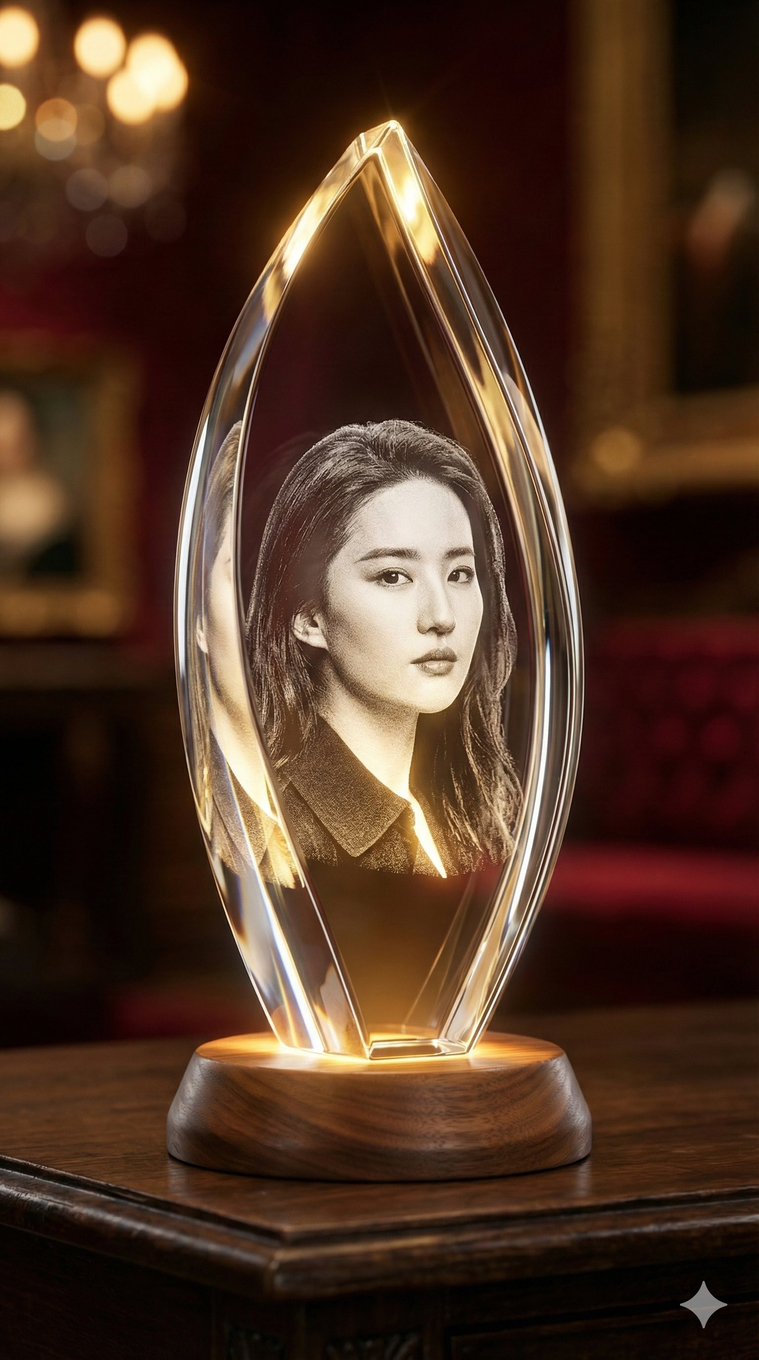 Create a Beautiful 3D Laser-Engraved Crystal Ornament, 3D, nanoBanana-Pro, 3D, 3D激光内雕 reference image