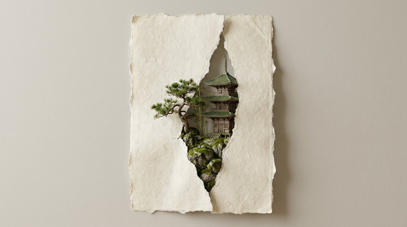 建筑自然类含蓄美学，建筑，nanoBanana-Pro，3D Miniature Landscape, Hyper-Photorealistic风格参考图