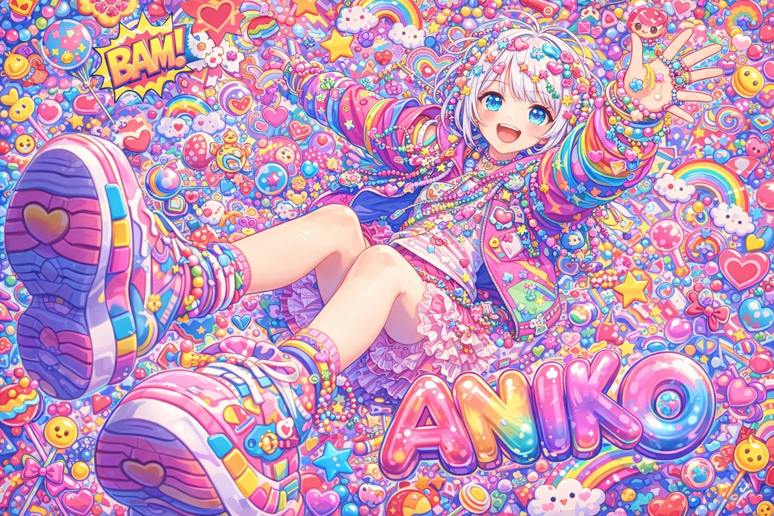 Harajuku Style Kawaii Character Poster Art, Cute, nanoBanana-Pro, 3D Typography, Comical Effects reference image