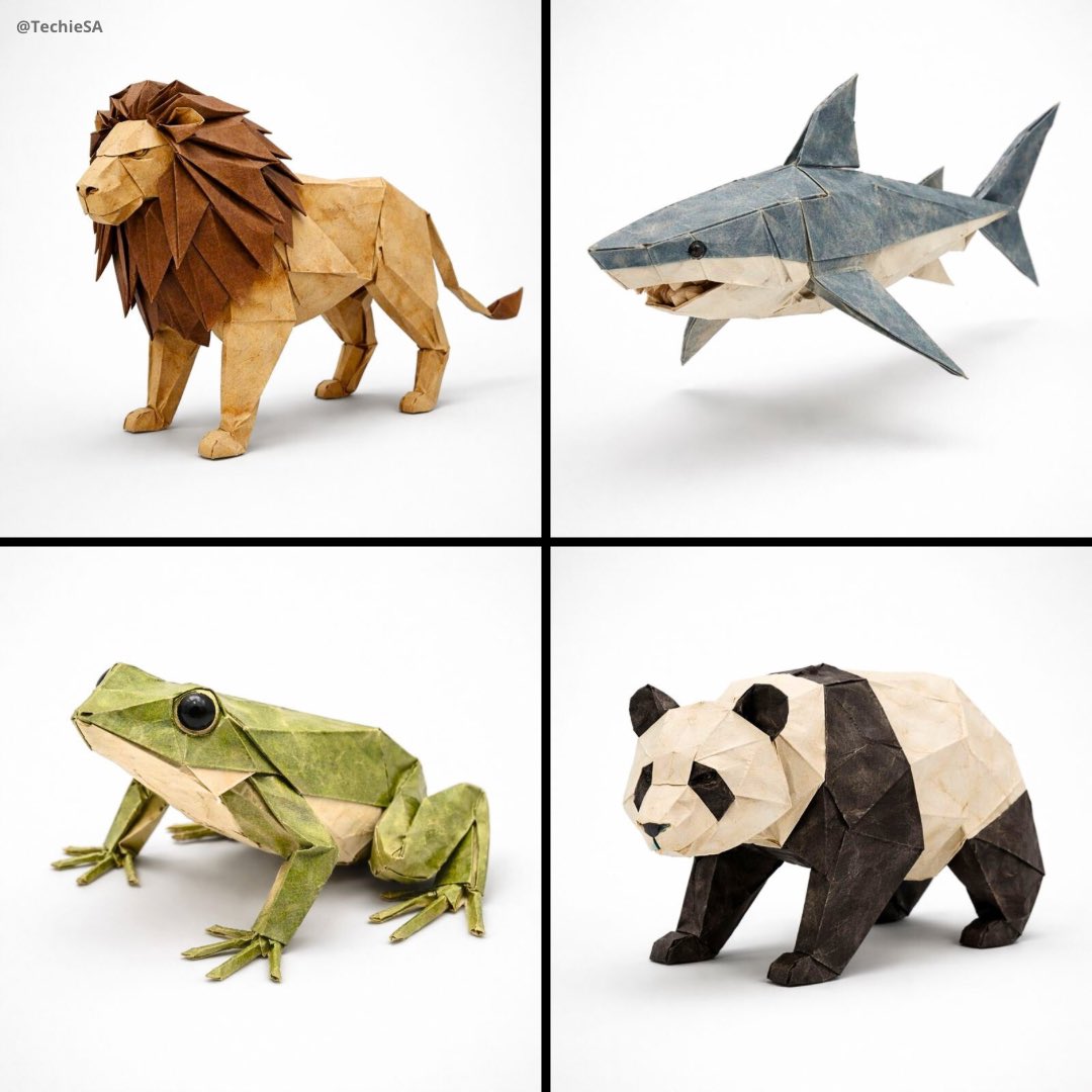 Animal Origami, Animal, nanoBanana-Pro, 3D, 3D Render reference image