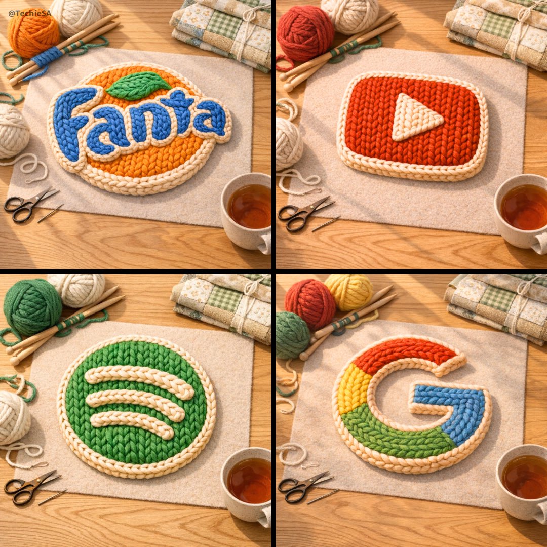 Knitted Logo by GPT-1.5, 3D, nanoBanana-Pro, 3D, 3D渲染 reference image