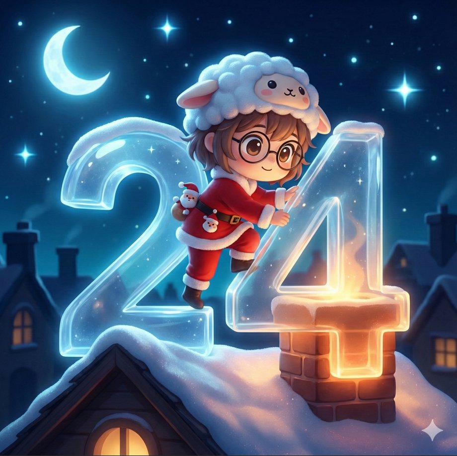 圣诞 advent 日历24日，节庆，nanoBanana-Pro，3D Chibi Character, Advent Calendar风格参考图