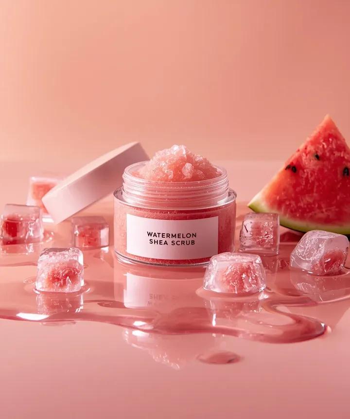 Cosmetic Skincare Jar with Translucent Pink Liquid, Product, nanoBanana-Pro, Close-up, Elegant Composition reference image