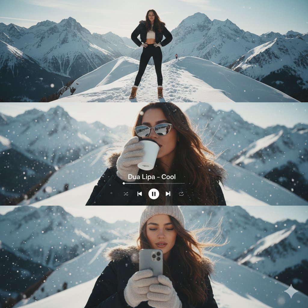 自信性感，征服雪峰，人物，nanoBanana-Pro，Cinematic Lighting, Confident Portrait风格参考图