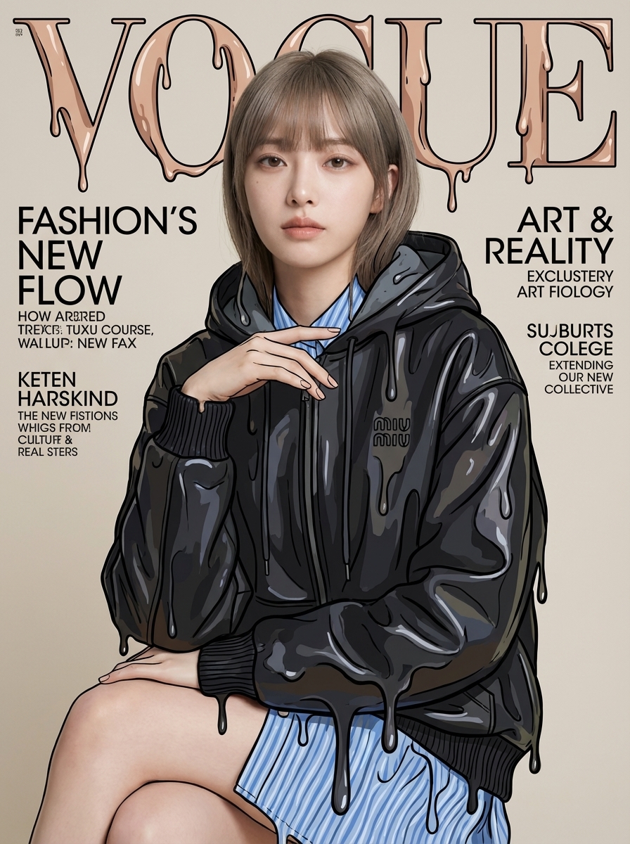 Exploration of Mixed Style with Real Skin and Illustrated Clothing, Fashion, nanoBanana-Pro, Illustrated Clothing, Mixed Style reference image