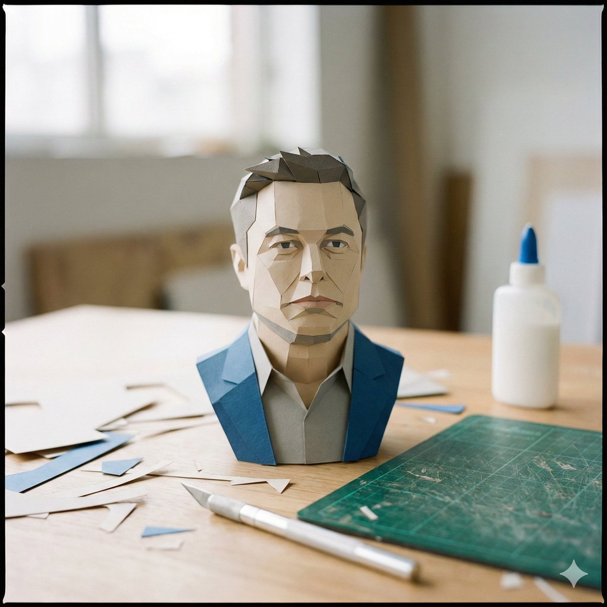 Nano Banana Pro Papercraft Bust, Craft, nanoBanana-Pro, Craft Process, Minimalist reference image