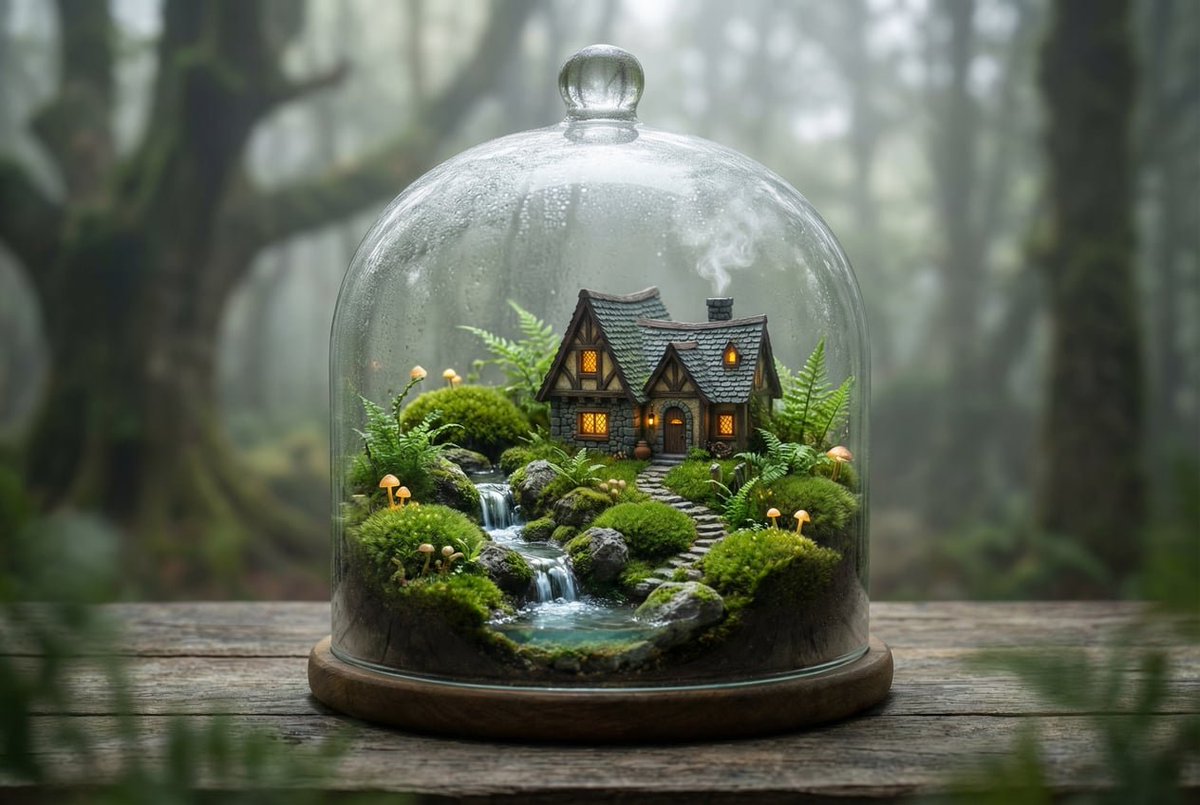 Miniature Plant Terrarium Series, Nature, nanoBanana-Pro, Macro Photography, 装置 reference image, image 2 of 2