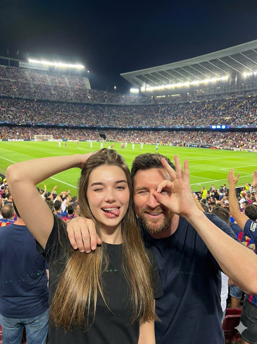 梅西足球场之夜，人物，nanoBanana-Pro，Elegant Pose, Football Stadium风格参考图