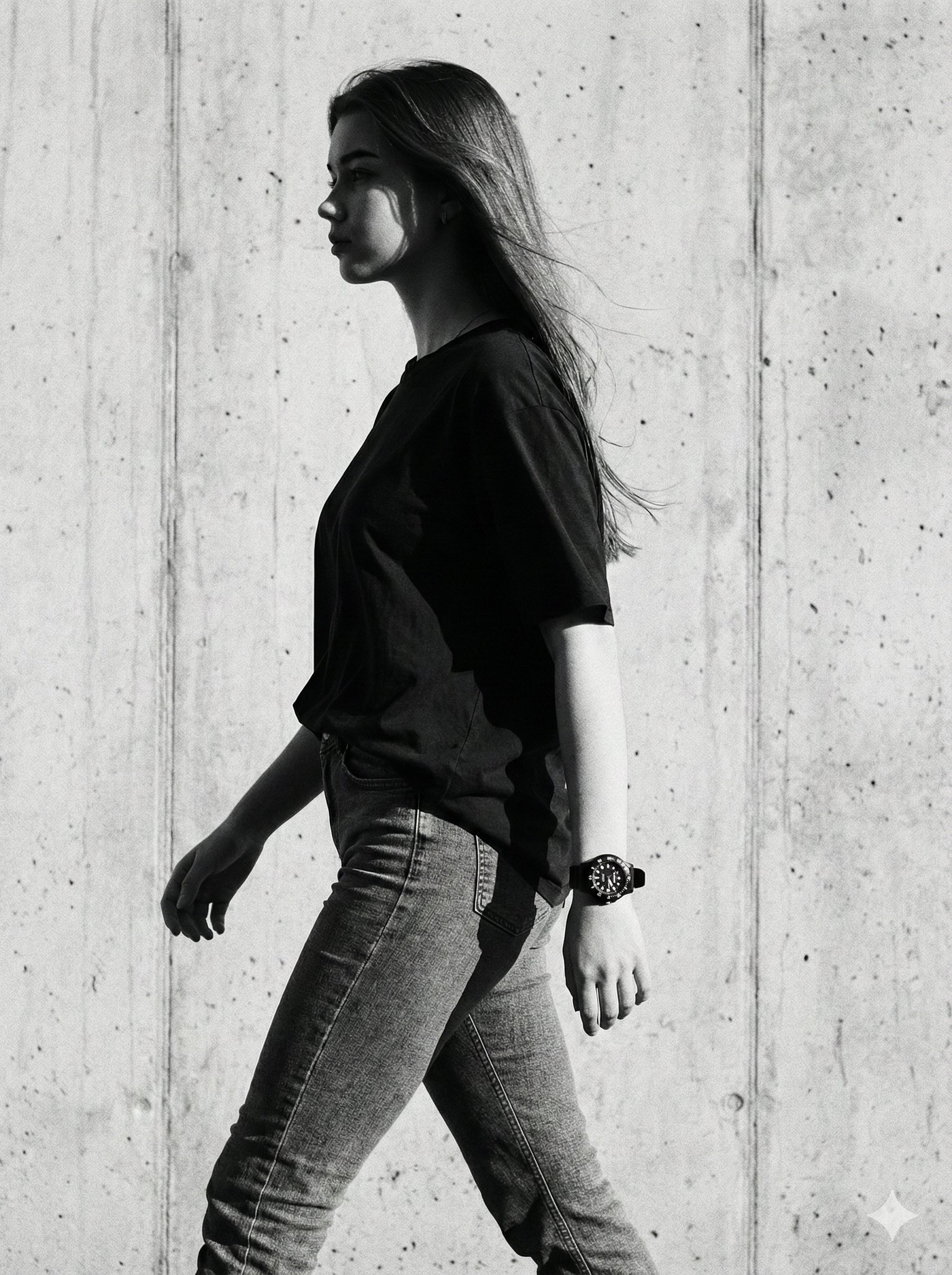 Modern High-Fashion Black and White Portrait, People, nanoBanana-Pro, Black and White, Fashion Photography reference image