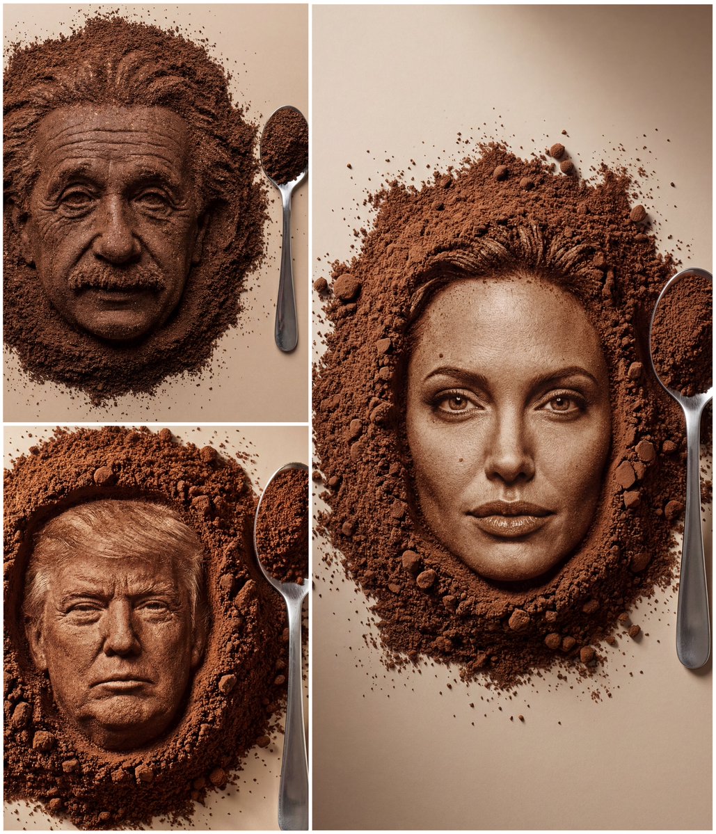Coffee Impression of a Face, Food, nanoBanana-Pro, 3D, Coffee Impression reference image