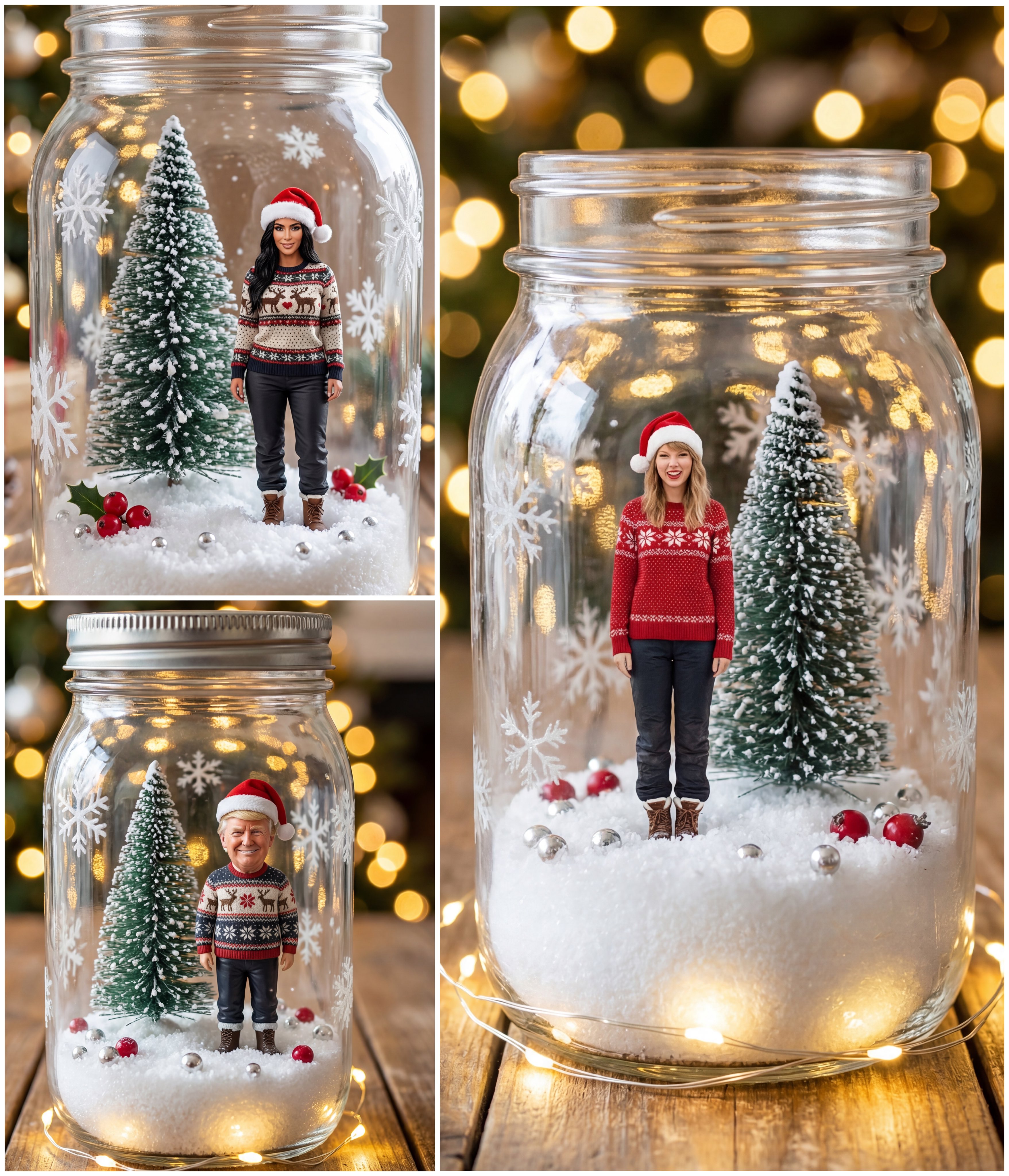Tiny Christmas Snow Globe with a Person, People, nanoBanana-Pro, Christmas, Detailed reference image