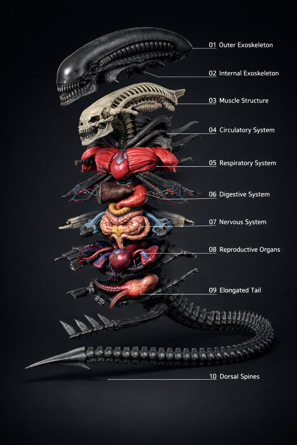 Anatomical Exploded View Image, 3D, nanoBanana-Pro, Anatomical Exploded View, Clinical Detail reference image