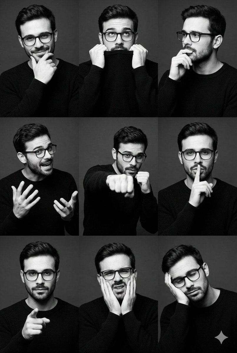 Google Nano Banana Pro Studio Portrait Collage, People, nanoBanana-Pro, Black and White, Clean Composition reference image