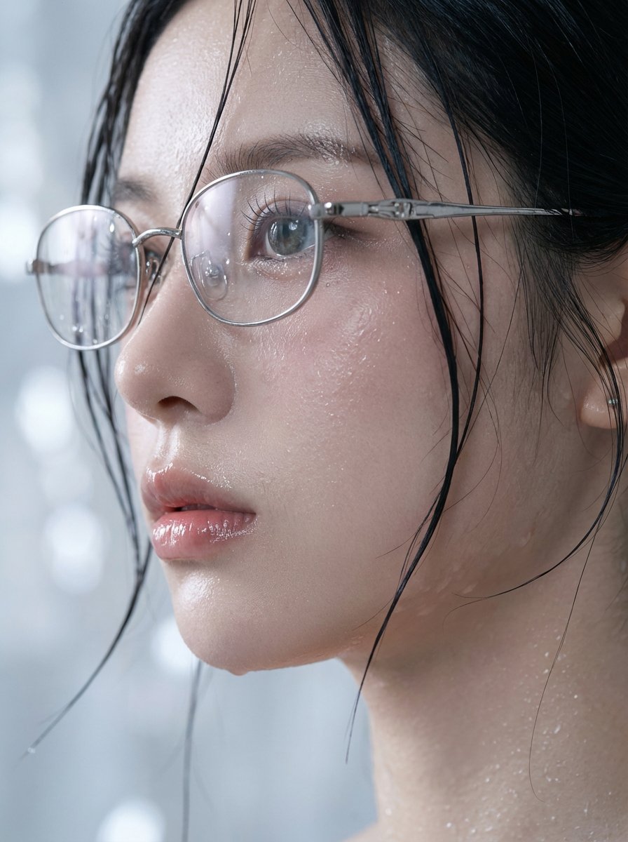 Rainy Wet Hair Close-Up, Fashion, nanoBanana-Pro, Close-up, Ethereal Light reference image