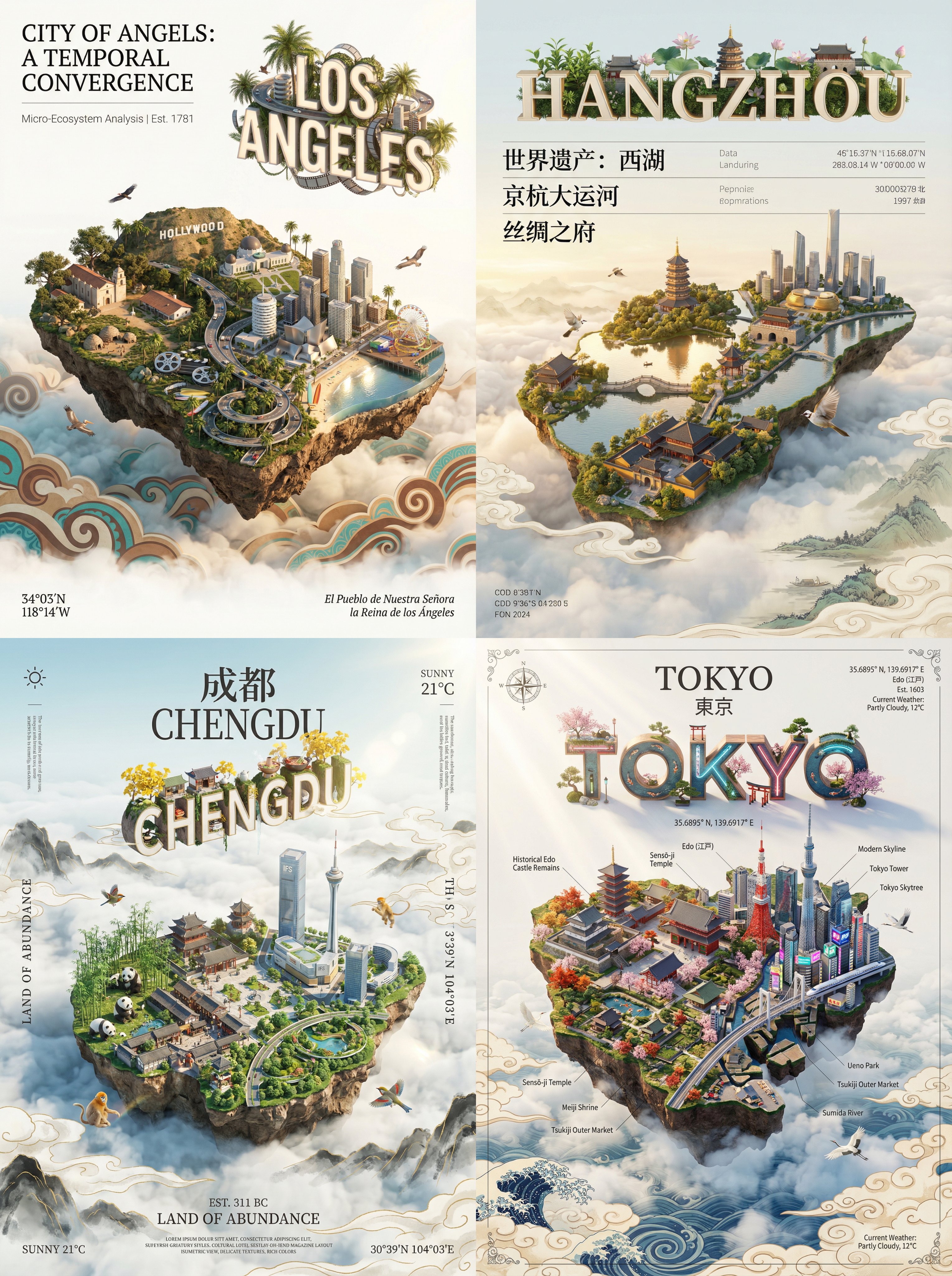 City Poster Design, City, nanoBanana-Pro, 3D, 3D Typography reference image