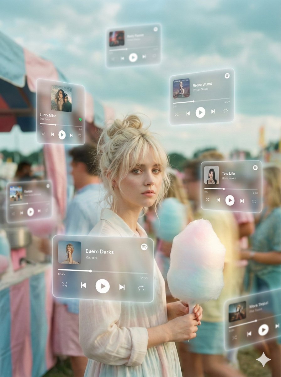 Dreamlike AR Visual of Gemini Nano Banana Pro, Film, nanoBanana-Pro, 3D Composition, Apple Music UI reference image