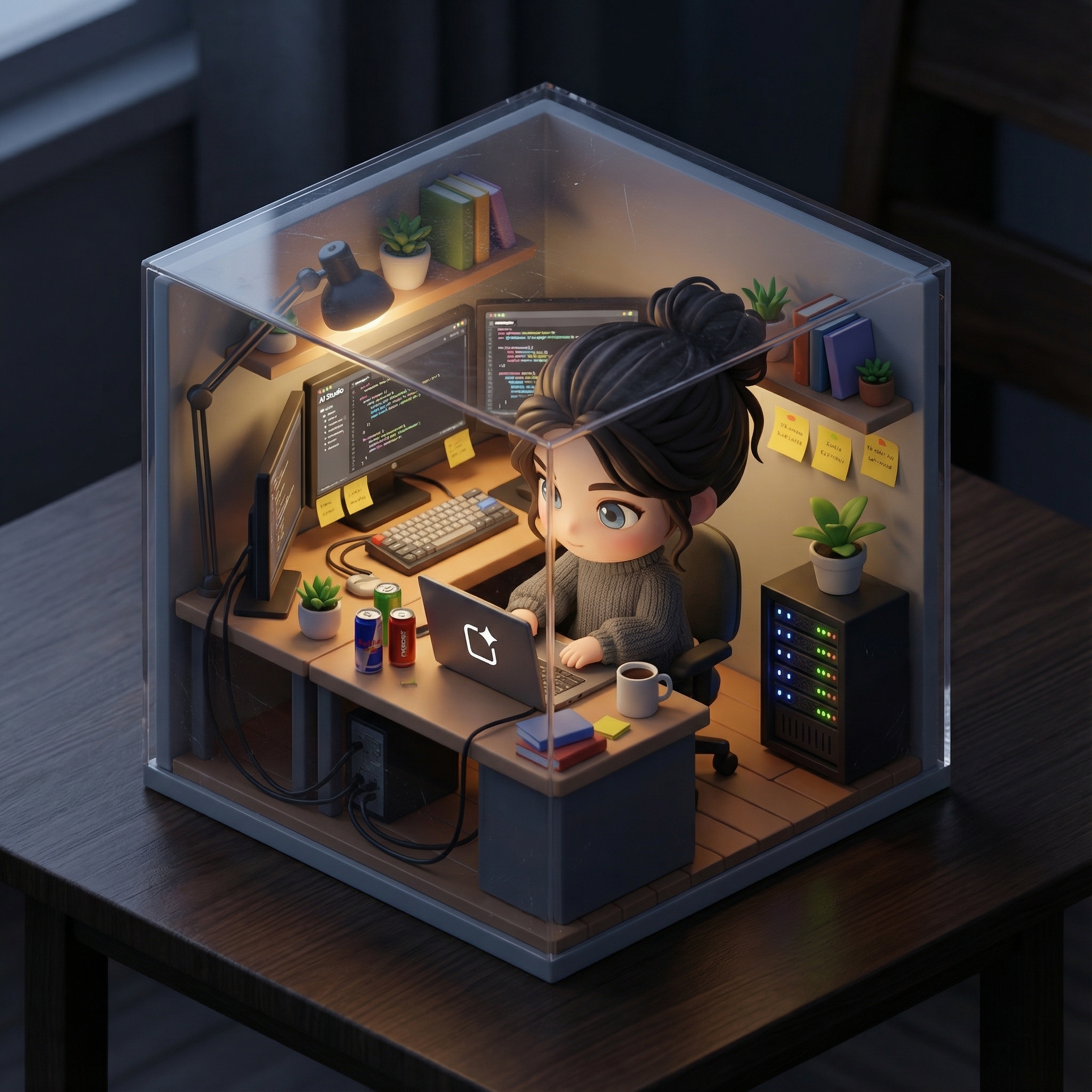 可爱的小型立体灯模型，可爱，nanoBanana-Pro，3D, Chibi Figurine风格参考图