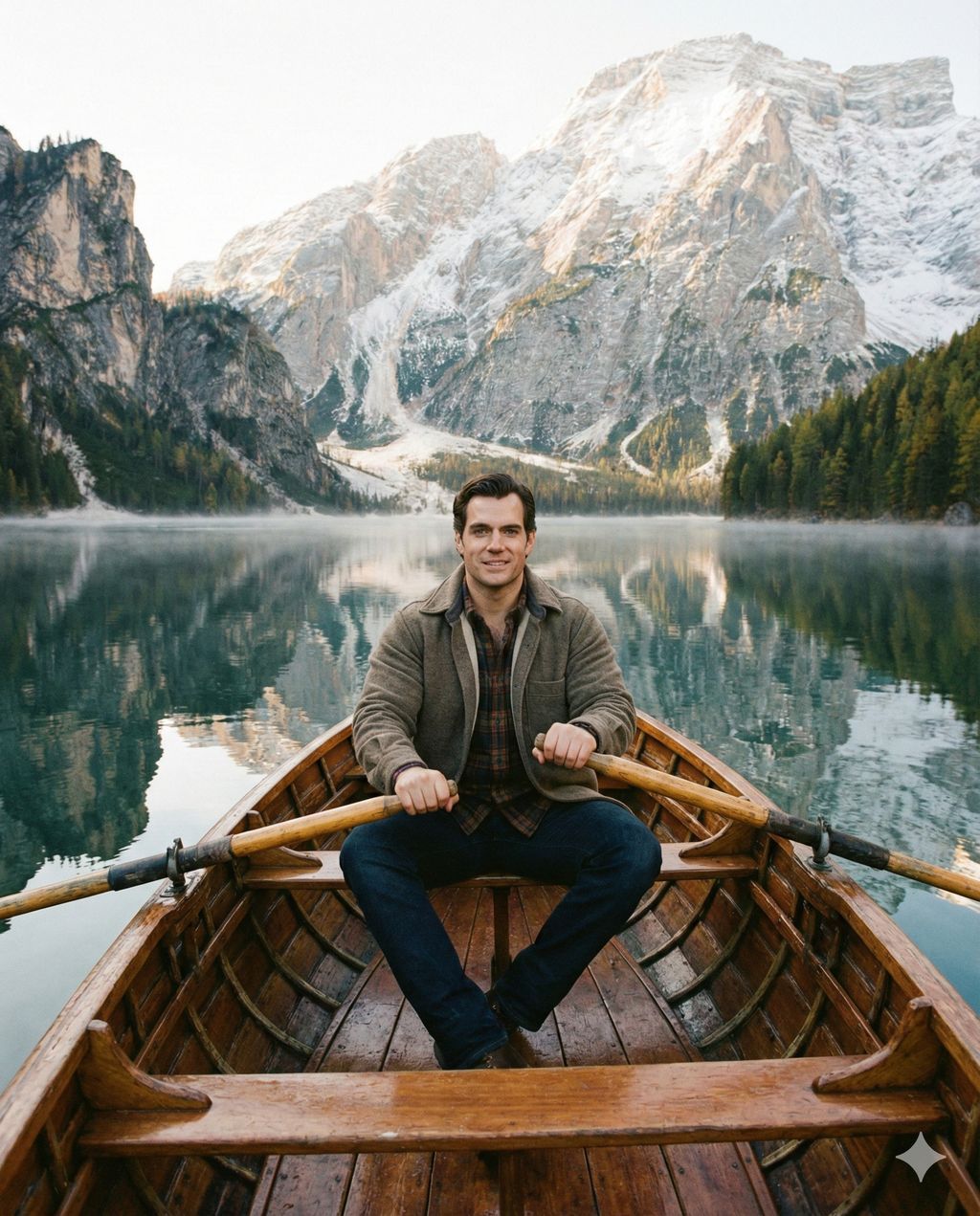Peaceful Boat Ride on a Lake Photo, People, nanoBanana-Pro, AI Image Creation, Artificial Intelligence reference image