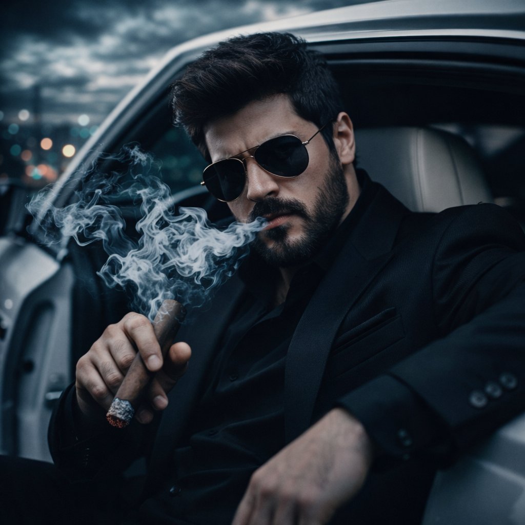 Modern Businessman Portrait in Luxury Car, People, nanoBanana-Pro, Black Suit, Businessman reference image