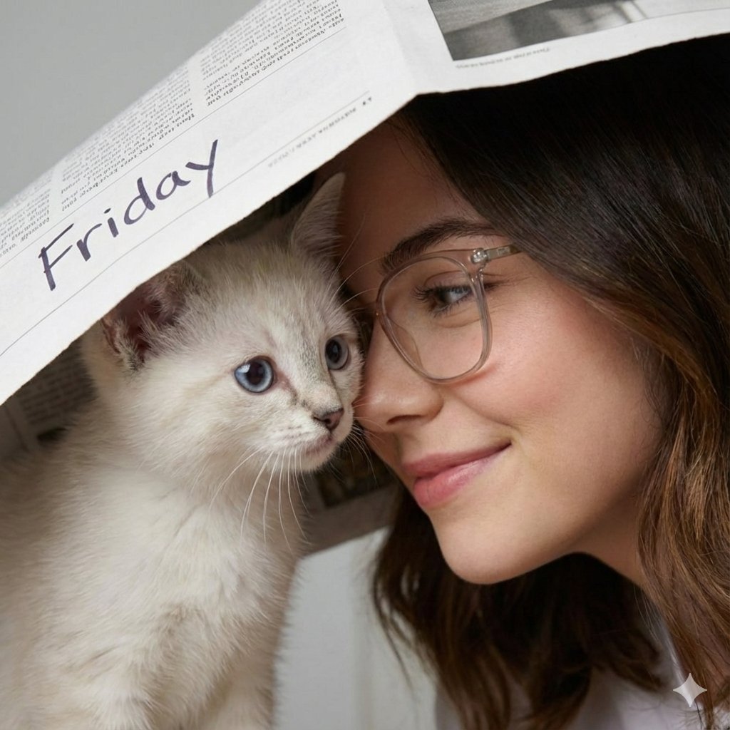 Intimate Portrait of a Woman and a White Kitten, People, nanoBanana-Pro, Affectionate, Close-up reference image
