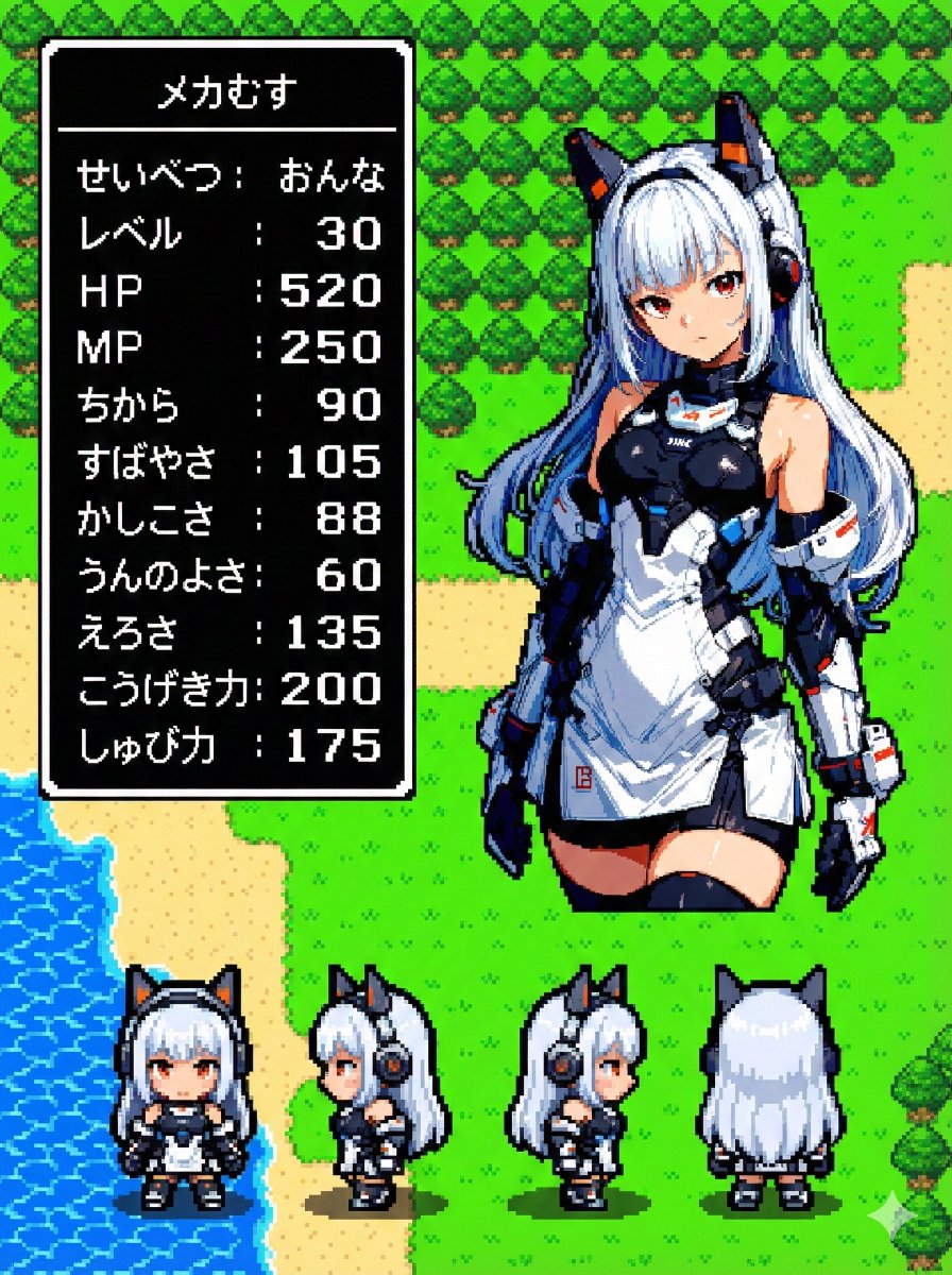 Nano Banana Pro 游玩提示，游戏，nanoBanana-Pro，16-bit Graphics, Character Sprite风格参考图