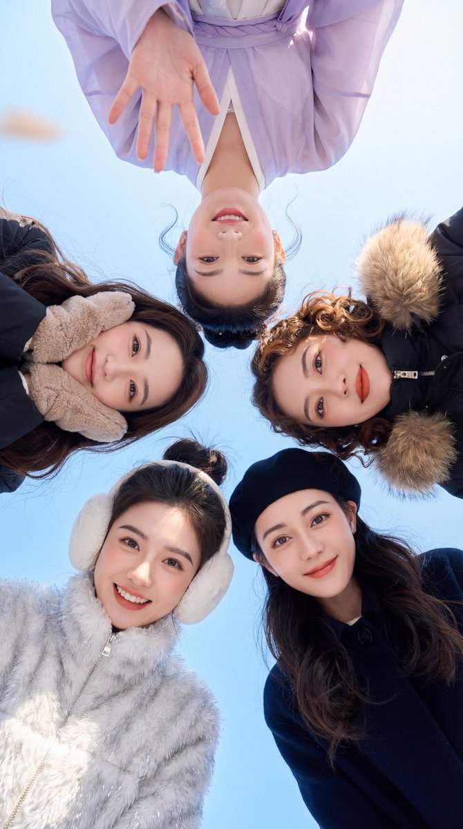 抖音热门合照生成，人物，nanoBanana-Pro，Cheerful, Group Photo风格参考图