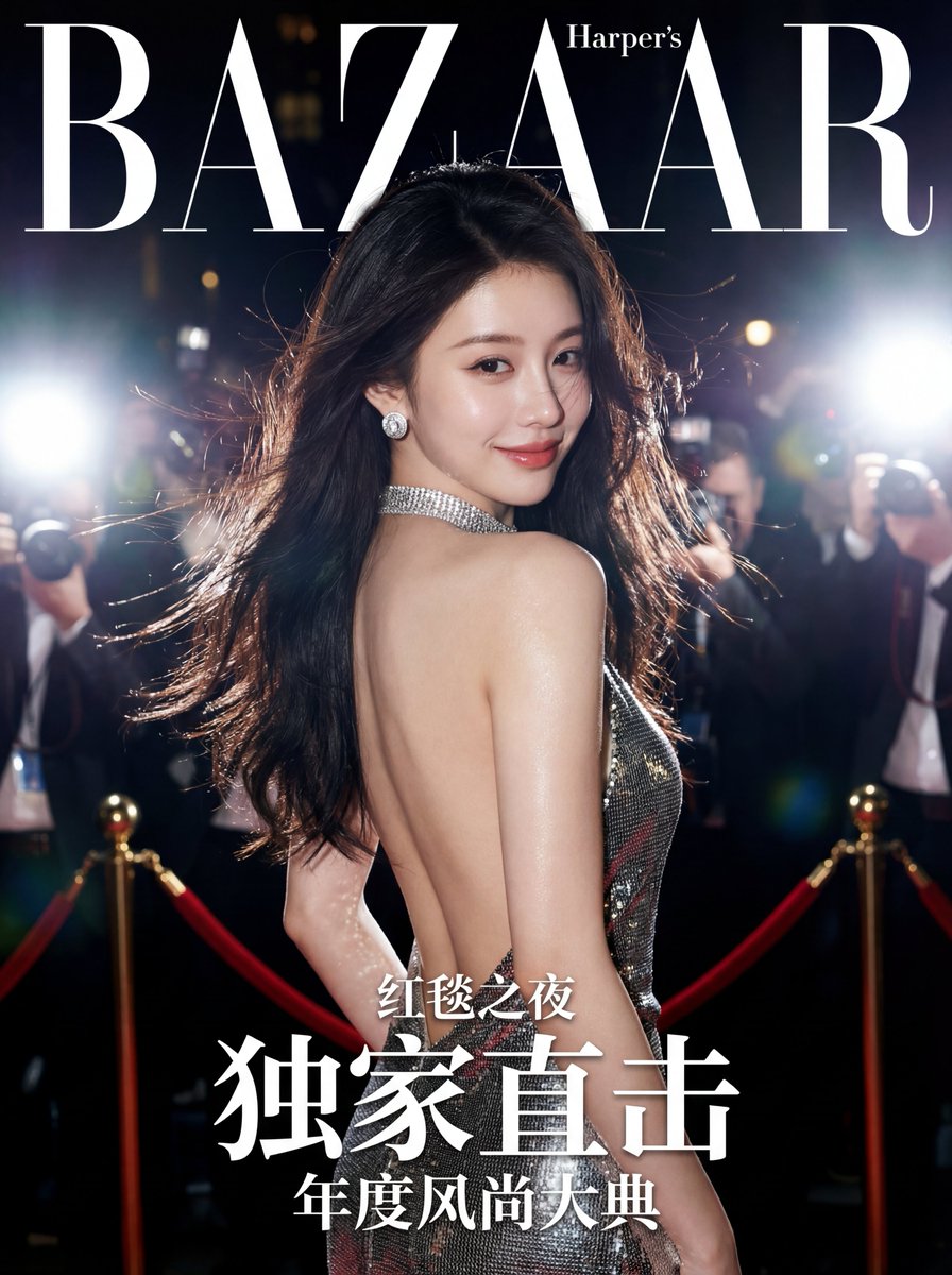 Top Fashion Magazine Cover, Fashion, nanoBanana-Pro, Celebrities, Elegant Attire reference image