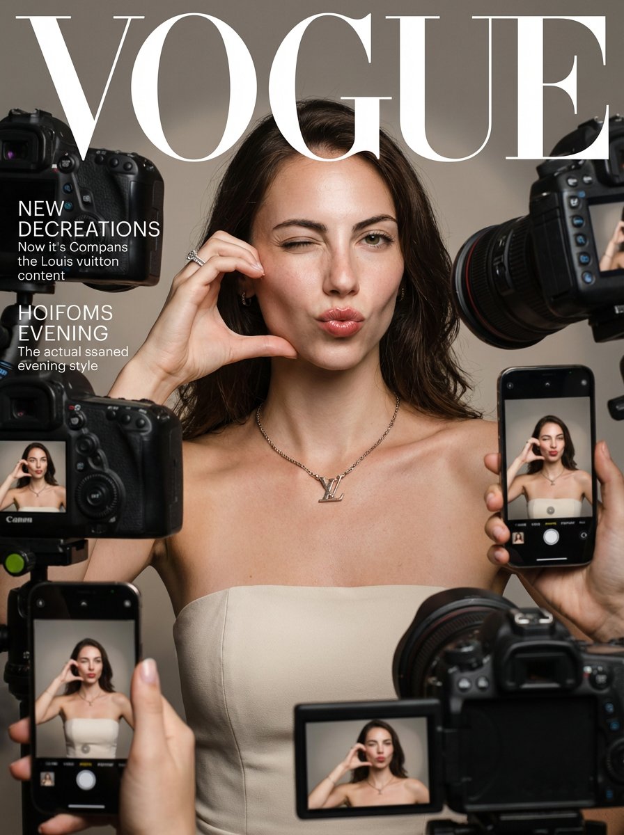 Vogue Magazine Cover Style Fashion Portrait, Fashion, nanoBanana-Pro, Cinematic Aesthetic, Elegant Woman reference image