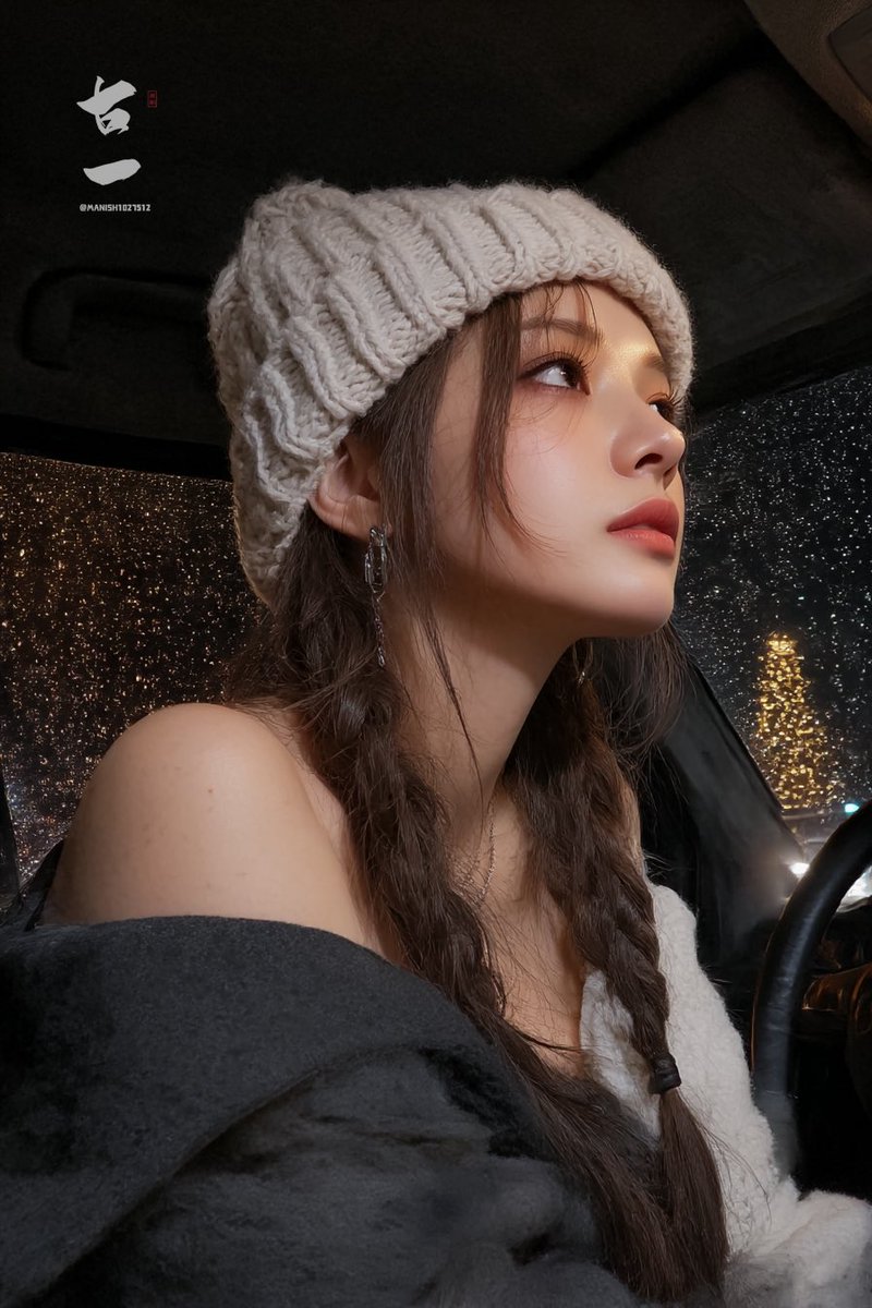 夜晚车内侧脸肖像，人物，nanoBanana-Pro，Cinematic Photography, East Asian Beauty风格参考图