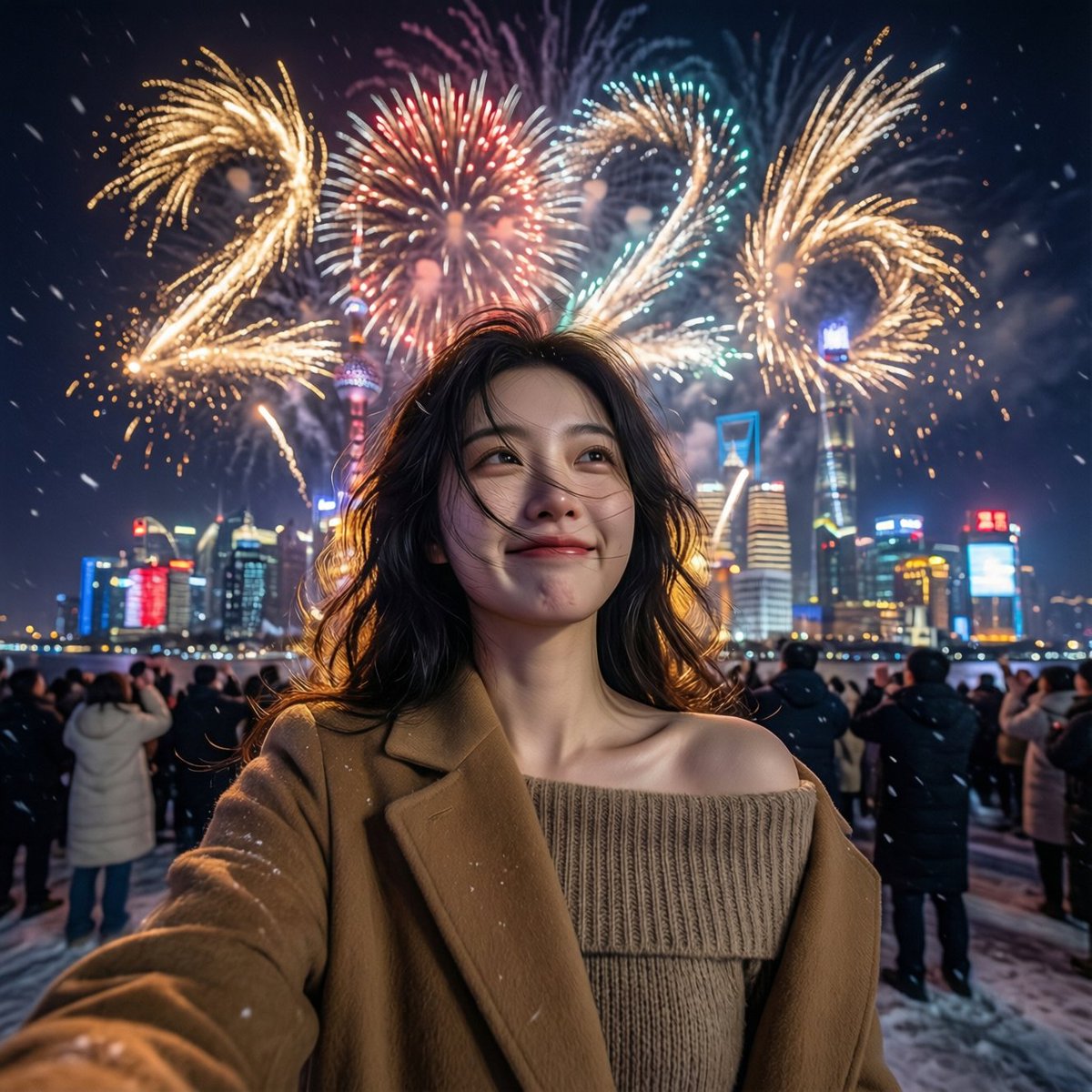City Rooftop View of New Year Fireworks, 2026, City, nanoBanana-Pro, Aesthetic, Cityscape reference image