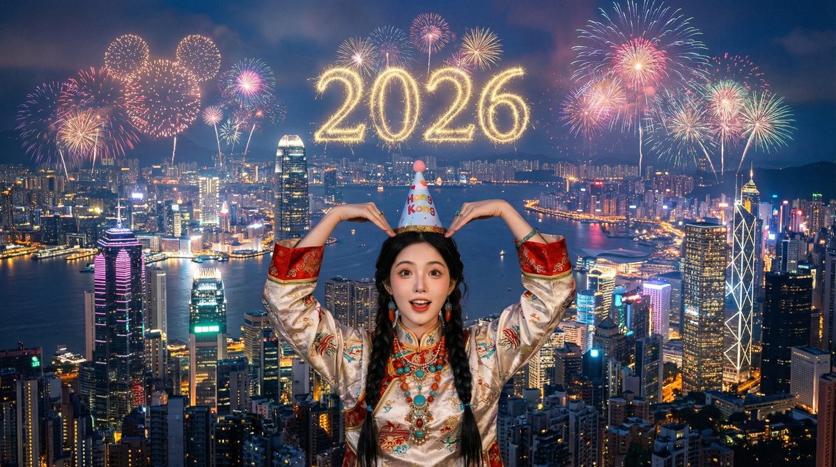 Victoria Harbour Cityscape Celebration, City, nanoBanana-Pro, 2026, Aerial View reference image