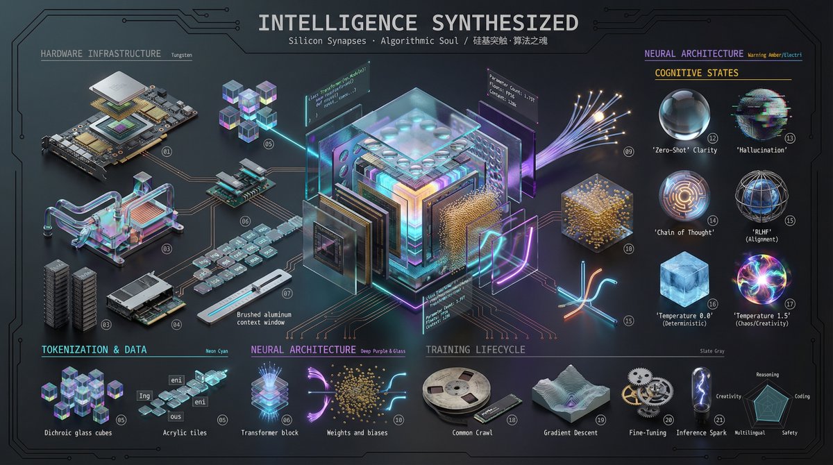 Anatomy of an LLM, Sci-Fi, nanoBanana-Pro, 3D, 3D Realistic Deconstruction reference image