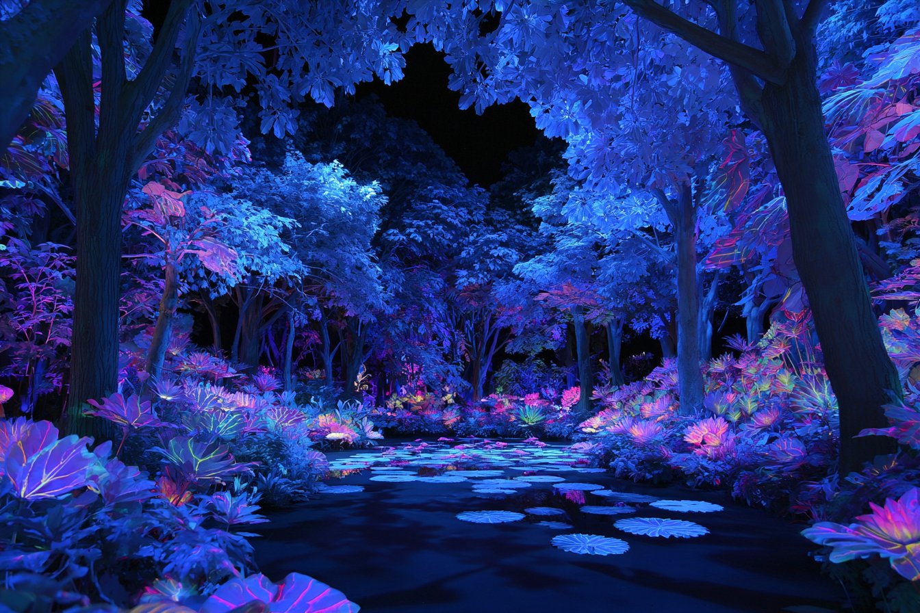 Electric Botanical Garden, Nature, nanoBanana-Pro, Botanical Garden, Color Scheme reference image