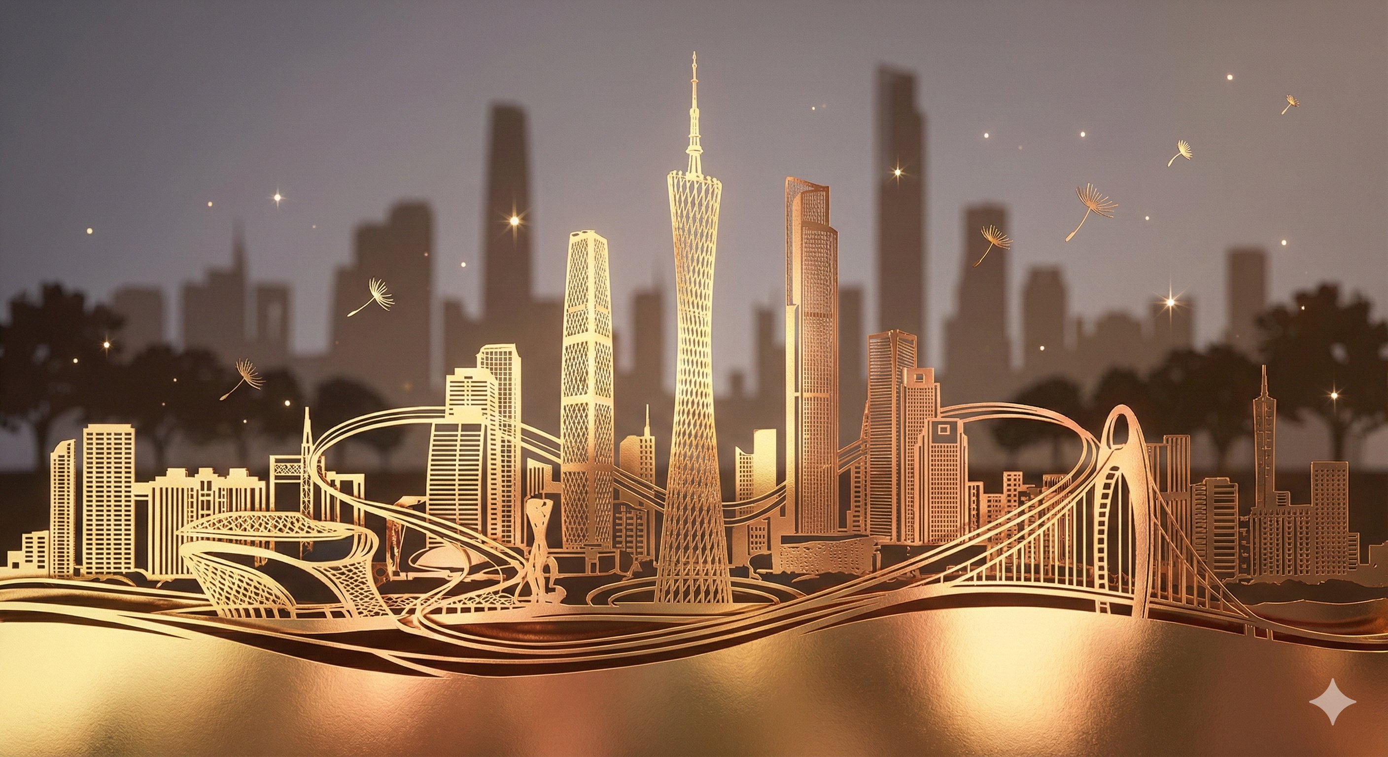 Paper Cutting Style of Zhujiang New Town, City, nanoBanana-Pro, 8K High Definition, Dynamic Light reference image