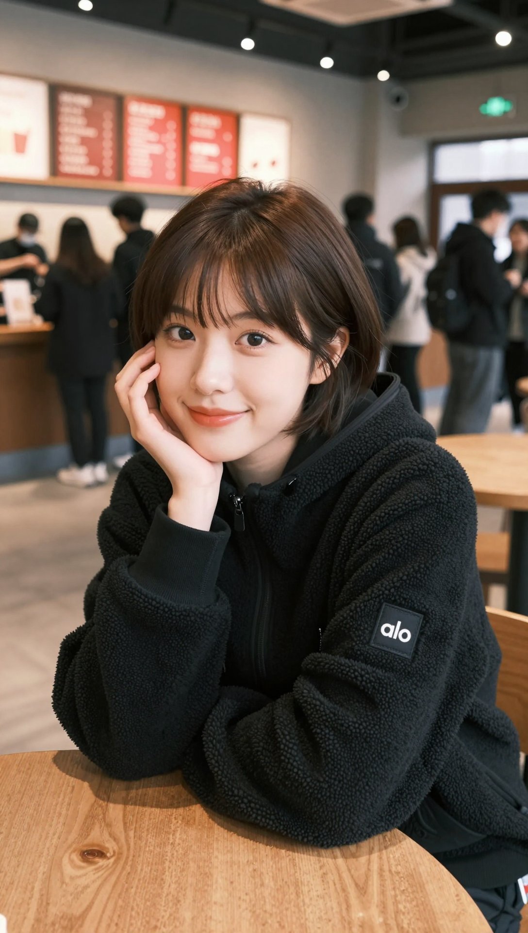 Replica of Boyfriend's Perspective Coffee Shop Photo, People, nanoBanana-Pro, Instagram风格, 人像摄影 reference image