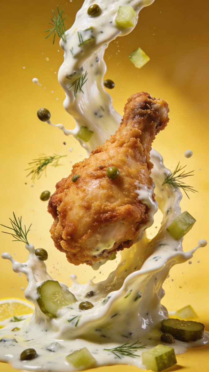 Fried Chicken Thigh Photography Series, Realistic, nanoBanana-Pro, Cinematic Lighting, Food Photography reference image