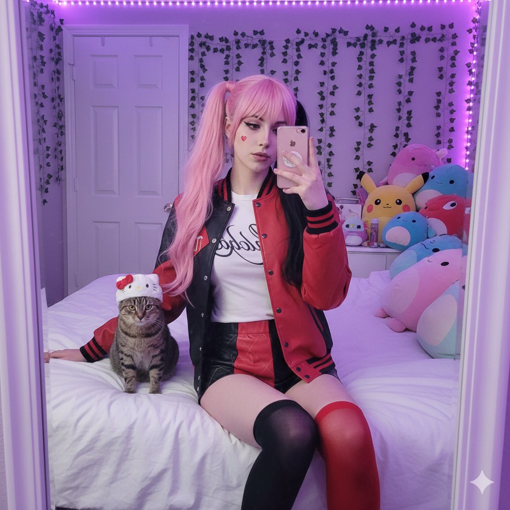 Google Gemini Nano Banana pro 3.0 与 Meta AI 智能自拍，人物，nanoBanana-Pro，Cosplay, E-girl Style风格参考图