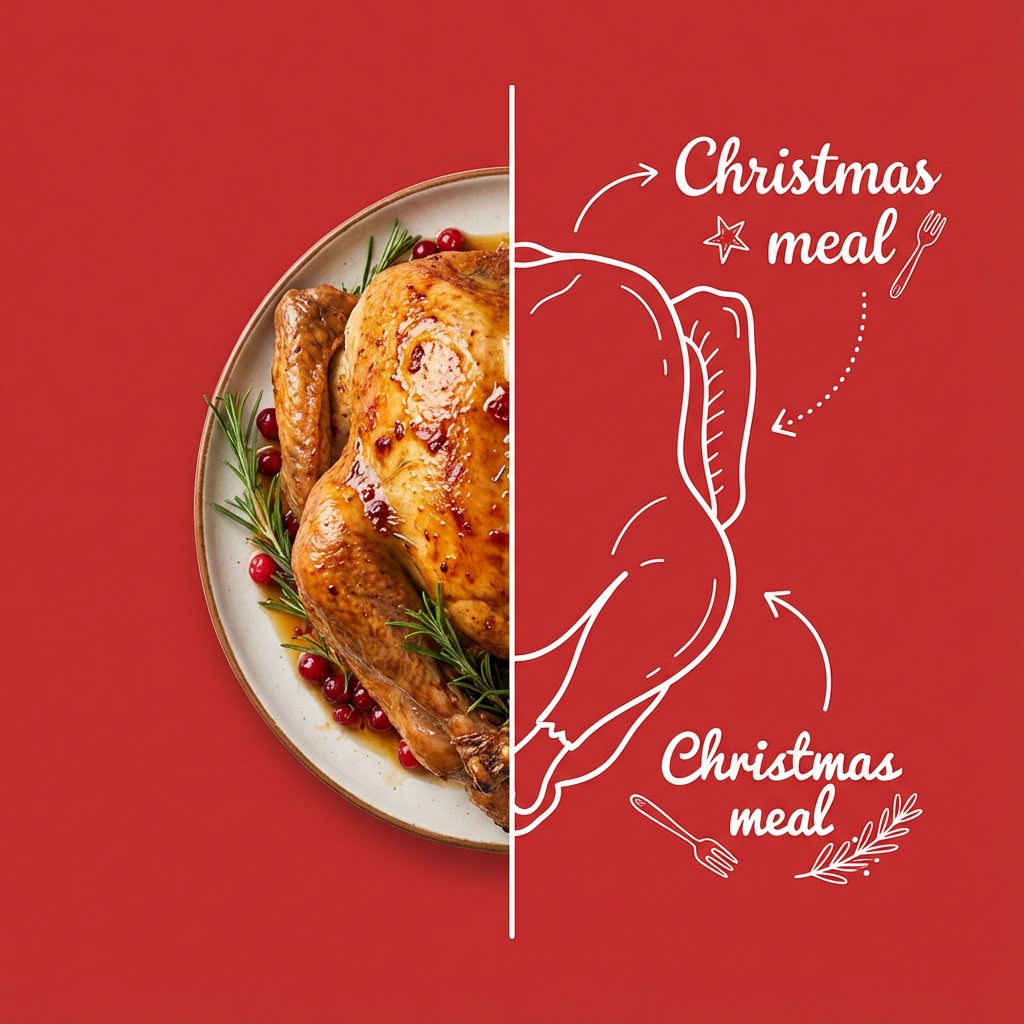 Christmas Food Poster, Food, nanoBanana-Pro, Christmas Theme, Contemporary Design reference image