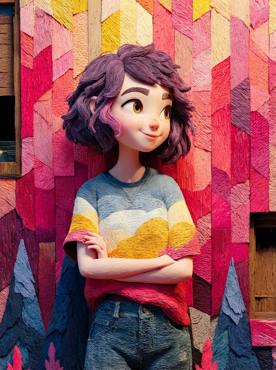 独特多彩的3D动画女孩，3D，nanoBanana-Pro，3D, 3D动画风格参考图
